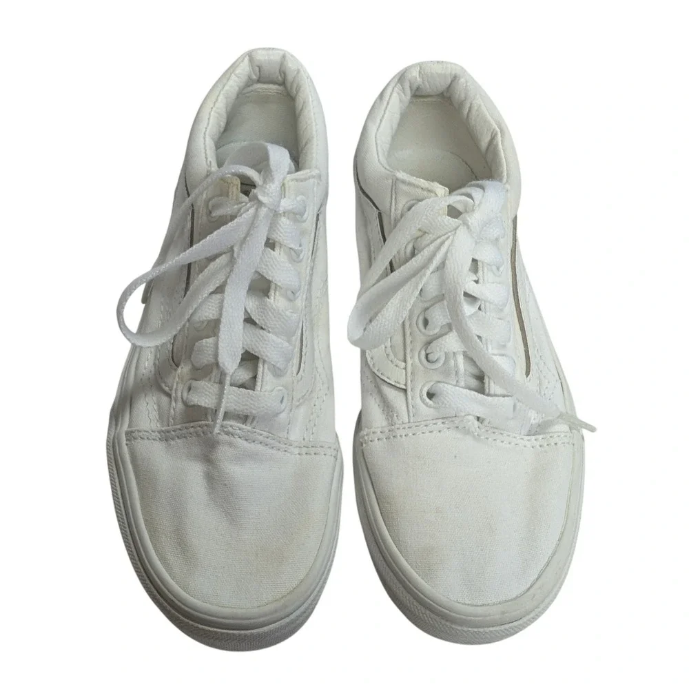 VANS Old Skool True White Sneakers Low Top Canvas‎ Skate Shoe Unisex Kids 3